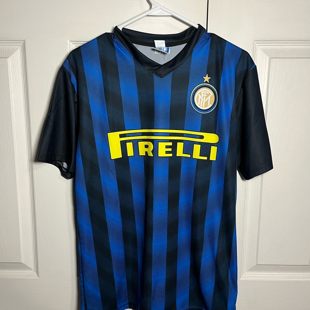 Inter Milan Blue and Black Striped Jersey